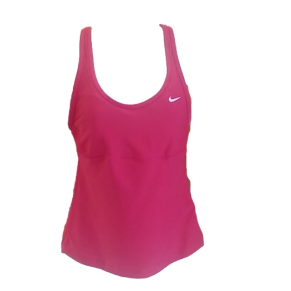 2/25 NIKE Racer Back Scoop Neck Red Tank Top w Shelf Bra Sz S EUC